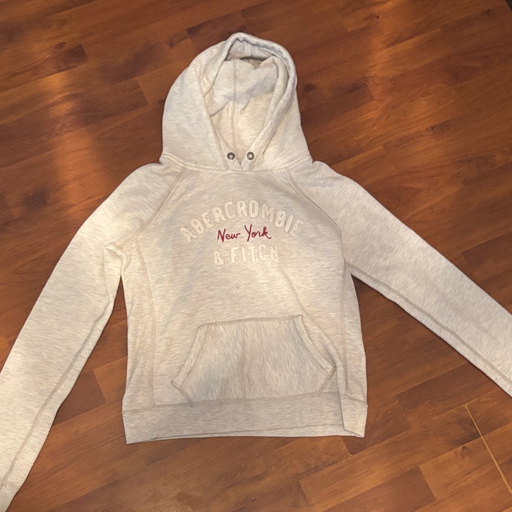 Abercrombie & Fitch Gray Hoodie with Red Accents
